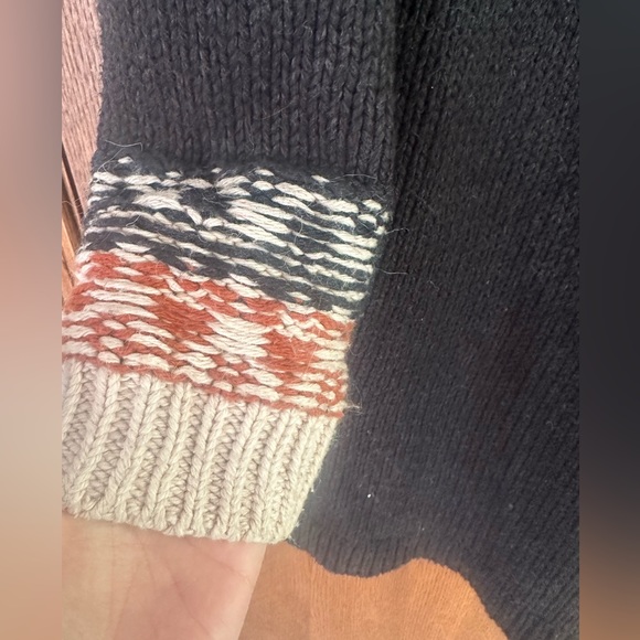 Madewell Fair Isle Turtleneck Sweater Dress Size Large Black and Rust - Picture 6 of 8